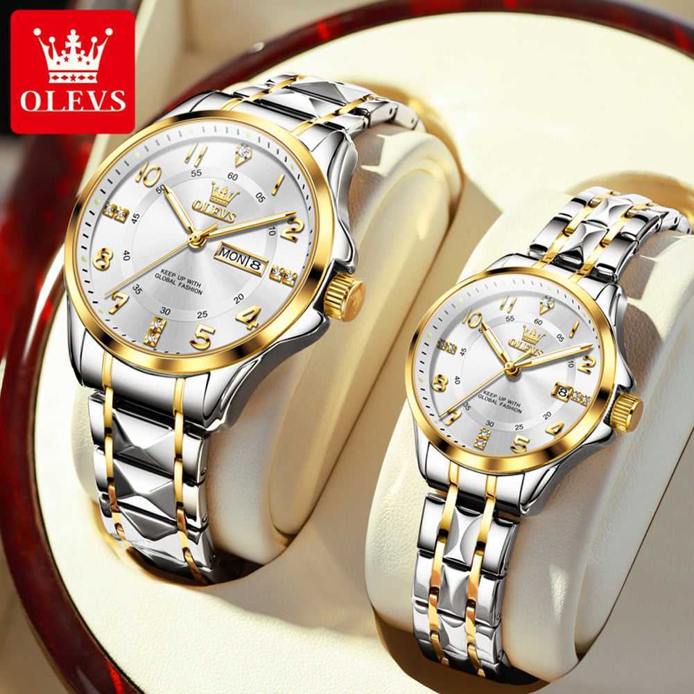 OLEVS 2609 Couple Silver Gold White