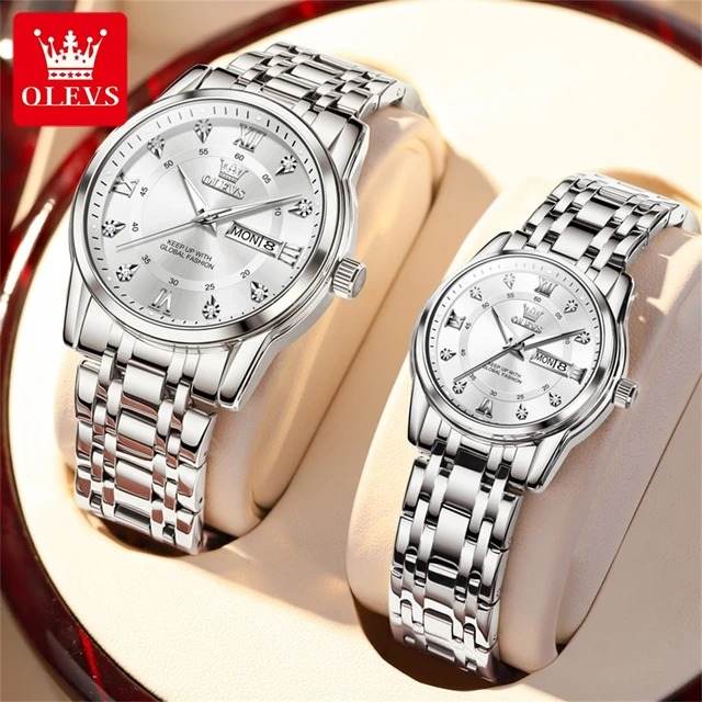 OLEVS 5513 Couple Silver White