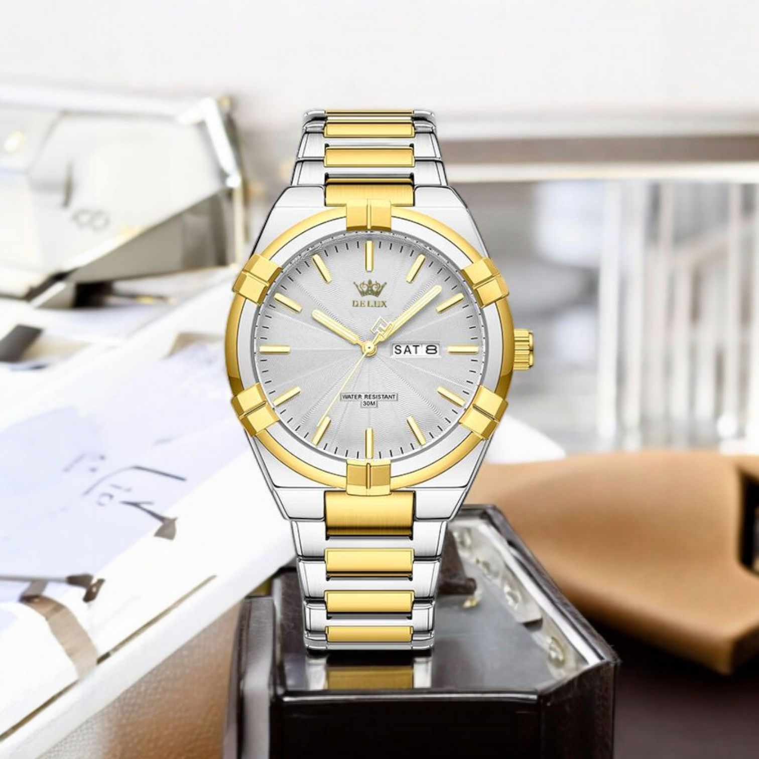 DELUX 9218 silver gold white
