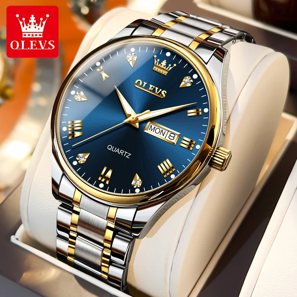 OLEVS 5563 Silver Gold Blue - Elevate Your Moments with OLEVS Timepieces.