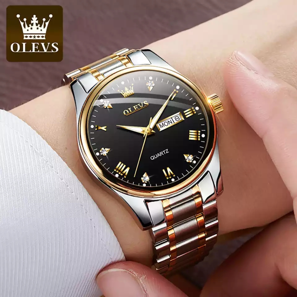 OLEVS 5563 Mens Silver Gold Black