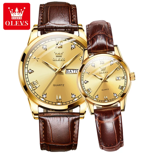 OLEVS 6896 Couple Coffee Gold