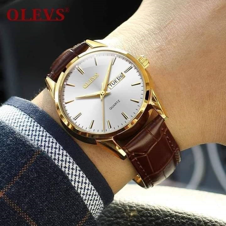 OLEVS 6898 Mens Coffee Gold White