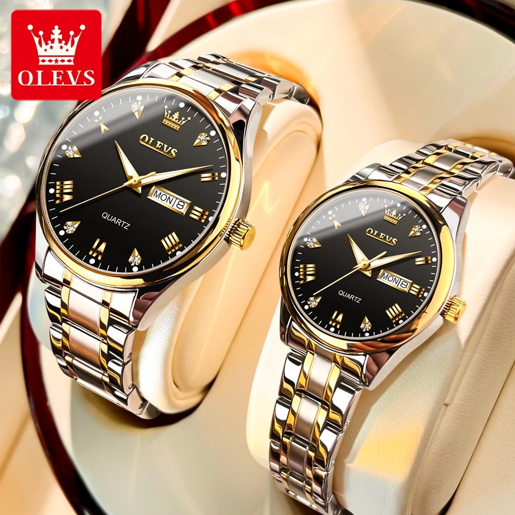 OLEVS 5563 Couple Silver Gold Black